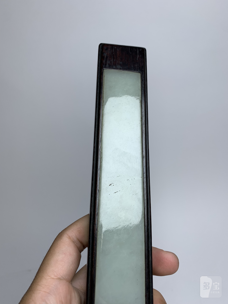 清早期 紫檀嵌玉镇尺 - 图4